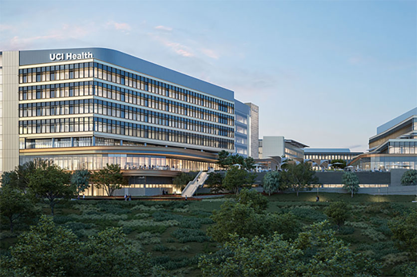 A large building with "NSM Health" written at the top. Trees are in front of the building.